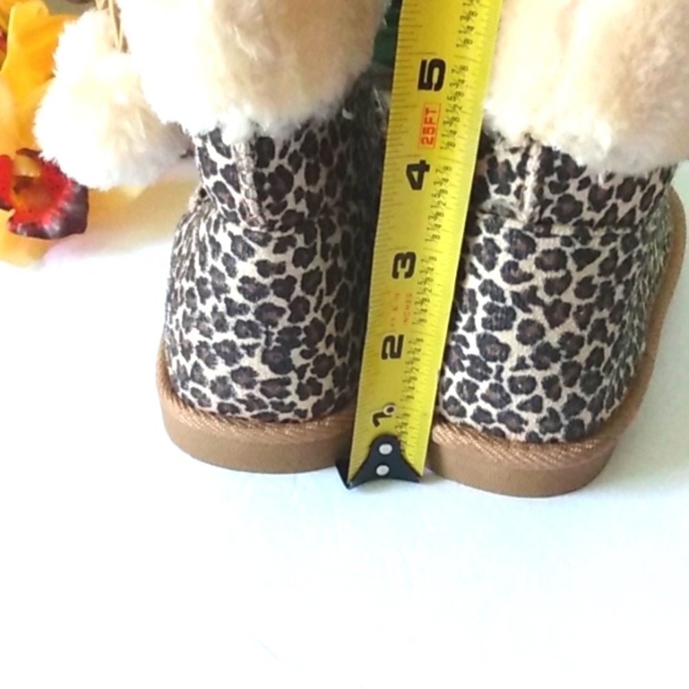 US SPORT GIRLS LEOPARD FAUX FUR ANKLE BOOTIES SIZE 2 NWOT - Picture 9 of 11